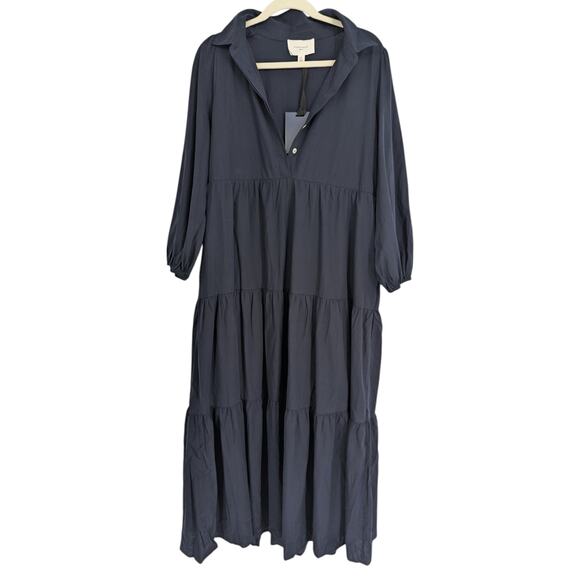 Tuckernuck Pomander Place Mabel Dress XL Navy Cotton Tiered Midi NWT Preppy - Picture 3 of 7